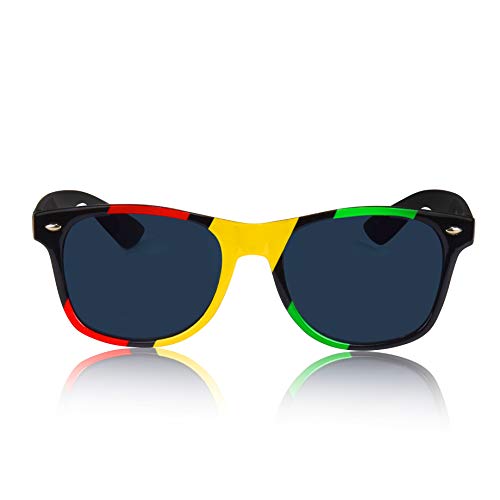 Rasta Jamaican Flag Sunglasses Stripes Gay Pride Festival Black Rainbow Frame SunnyPro