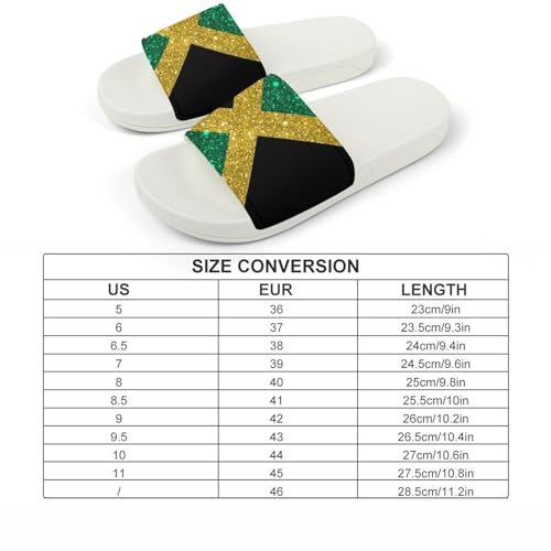 Cosbenity Glittering Pattern Jamaica Flag Slippers Shower Slipper In-Door Slipper Quick Drying Non-Slip Bathroom Pool Woman Man PVC Cosbenity