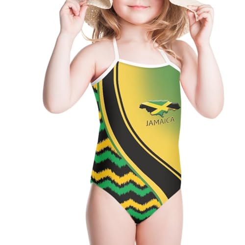 HUGS IDEA Jamaican Flag Print One Piece Swimsuit Infant Baby Kids Bathing Suit Pink Little Girls Monokini Beachwear HUGS IDEA