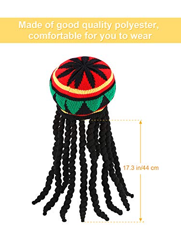 SATINIOR Rasta Hat with Black Dreadlocks Wig Rasta Wig with, 1 Piece, Size 17.3 SATINIOR