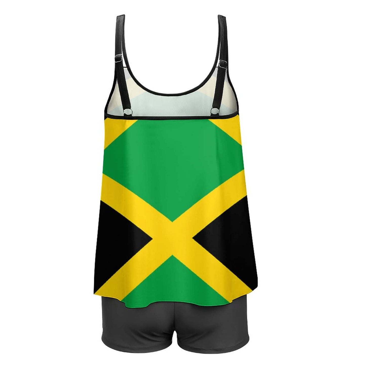 MLNHY Jamaican FlagWomen's Plus Size Two Piece Flowy Bikini with Shorts High Waisted Tummy Control, 5X-Large MLNHY