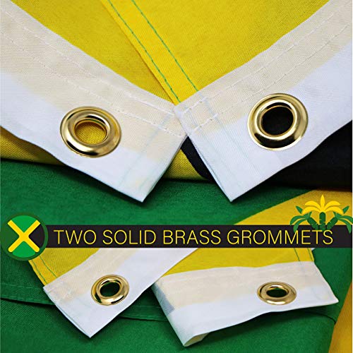 G128 Jamaica Jamaican Flag | 3x5 Ft | LiteWeave Pro Series Printed 150D Polyester | Country Flag, Indoor/Outdoor, Vibrant Colors, Brass Grommets, Thicker and More Durable Than 100D 75D Polyester G128