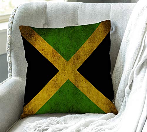 Swono Throw Pillow Case Jamaican Flag Vintage Style Cotton Linen Square Cushion Cover Standard Pillowcase for Men Women Home Decorative Sofa Armchair Bedroom Livingroom 18 x 18 inch Swono