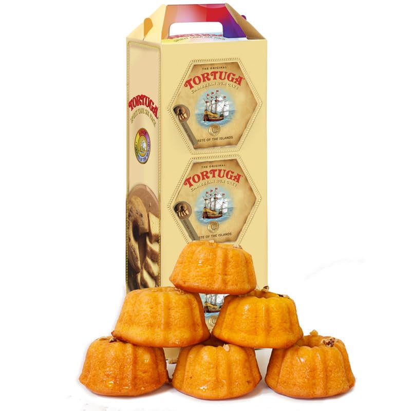 Tortuga Caribbean Classic Golden Original Rum Cakes – 4 oz. - 6 Pack - The Perfect Premium Gourmet Gift for Stocking Stuffers and Christmas Gifts - Great Mini Cakes for Delivery TORTUGA