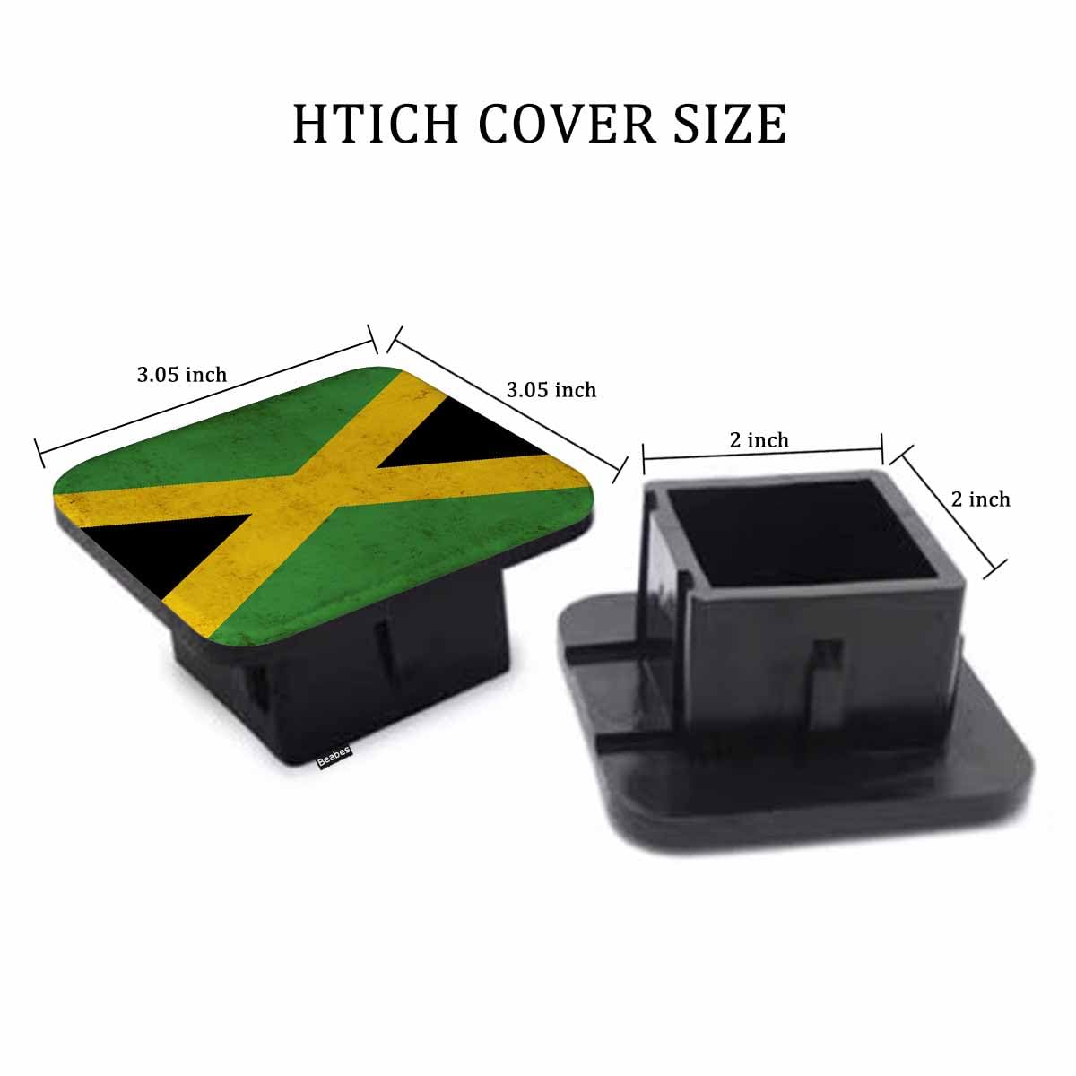 Beabes Jamaica Flag Trailer Hitch Covers Jamaican National Flag Heavy Duty Receiver Tube Cover 2 Inch, Towing Hitch Plug Covers Hitch Caps for RVs SUVs Trucks and Cars Beabes