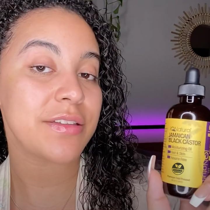 4oz Organic Cold Pressed Jamaican Black Castor Oil for Hair Growth and Damaged, Dry Scalp - Unscented, Hexane-Free IQNATURAL