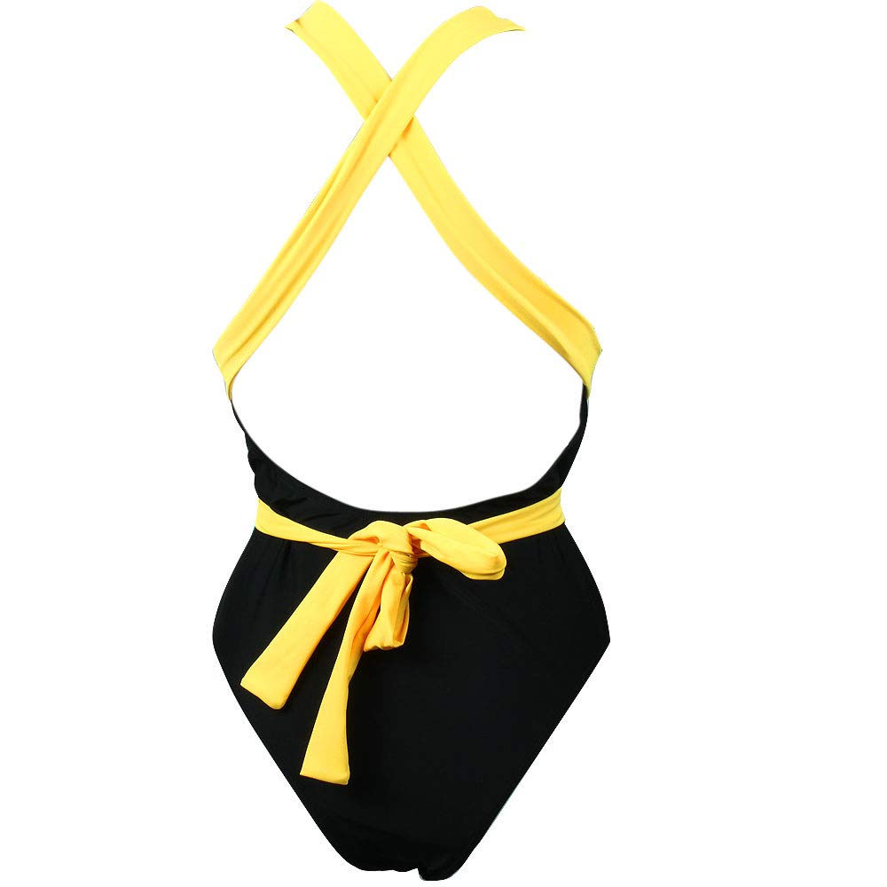 VOARYISA Women's One Piece Caribbean Flag Rasta Body Shaping Monokini Swimsuit Swimwear Bathing Suit (Small/4-6, Black) VOARYISA