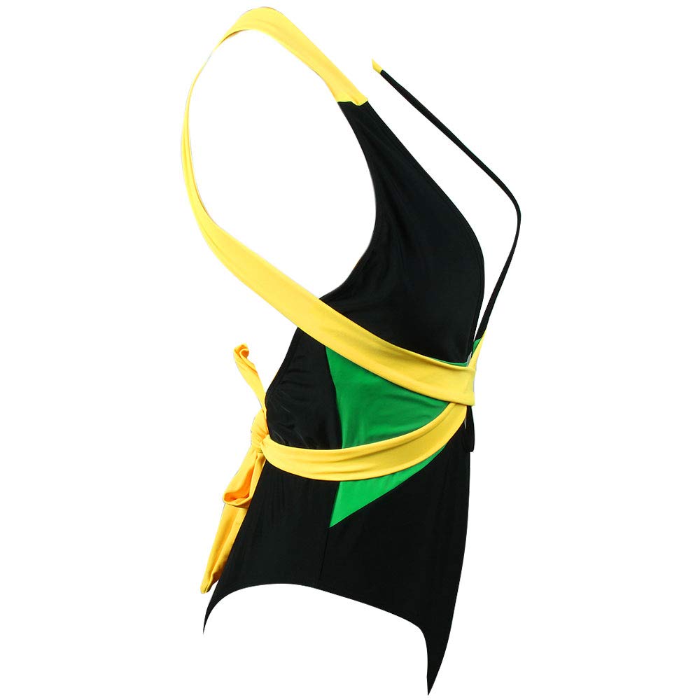 VOARYISA Women's One Piece Caribbean Flag Rasta Body Shaping Monokini Swimsuit Swimwear Bathing Suit (Small/4-6, Black) VOARYISA