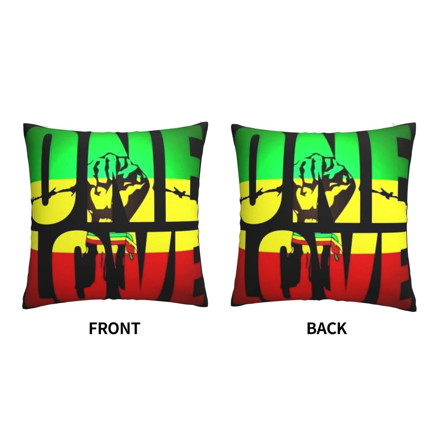 Niqqzit One Love Jamaican Rasta Reggae Pillow Cover Decorative Throw Pillow Covers, Soft Pillowcase 18x18 Inch Square Cushion Case for Couch Sofa Chair Bed Bedroom Car Living Room Home Decor Niqqzit