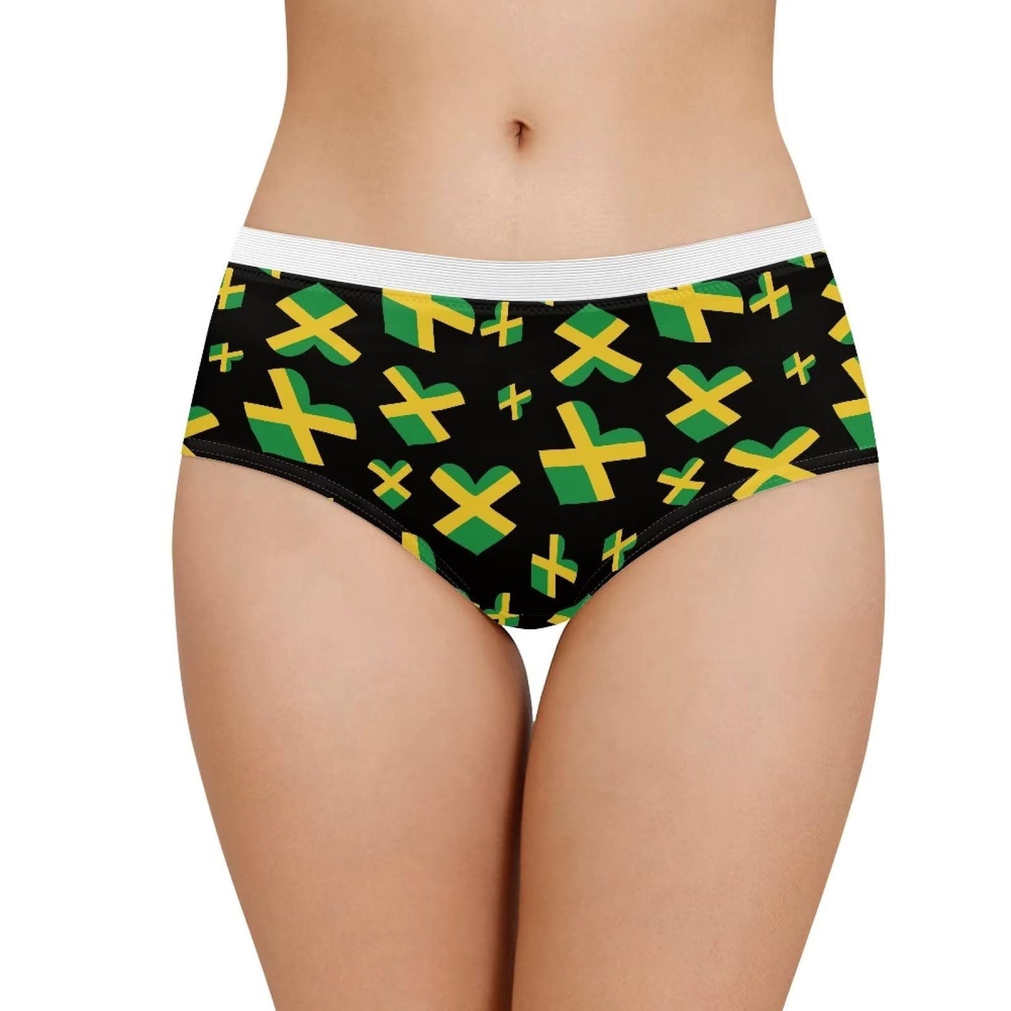 Coloranimal Jamaican Flag Underwear for Women Sexy Elastic Hipster Panties Jamaican Flag Print Women's Lace Soft Briefs Breathable Cotton Underpants XXL Coloranimal