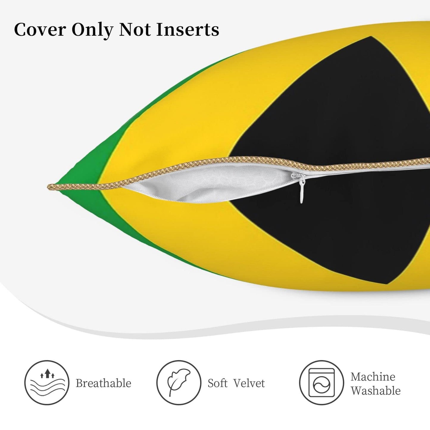 ASYG Jamaica Flag Decorative Throw Pillow Covers 18"x18" inch Jamaican Flag Cushion Cover Square Throw Pillow Case for Living Room Sofa Couch ASYG