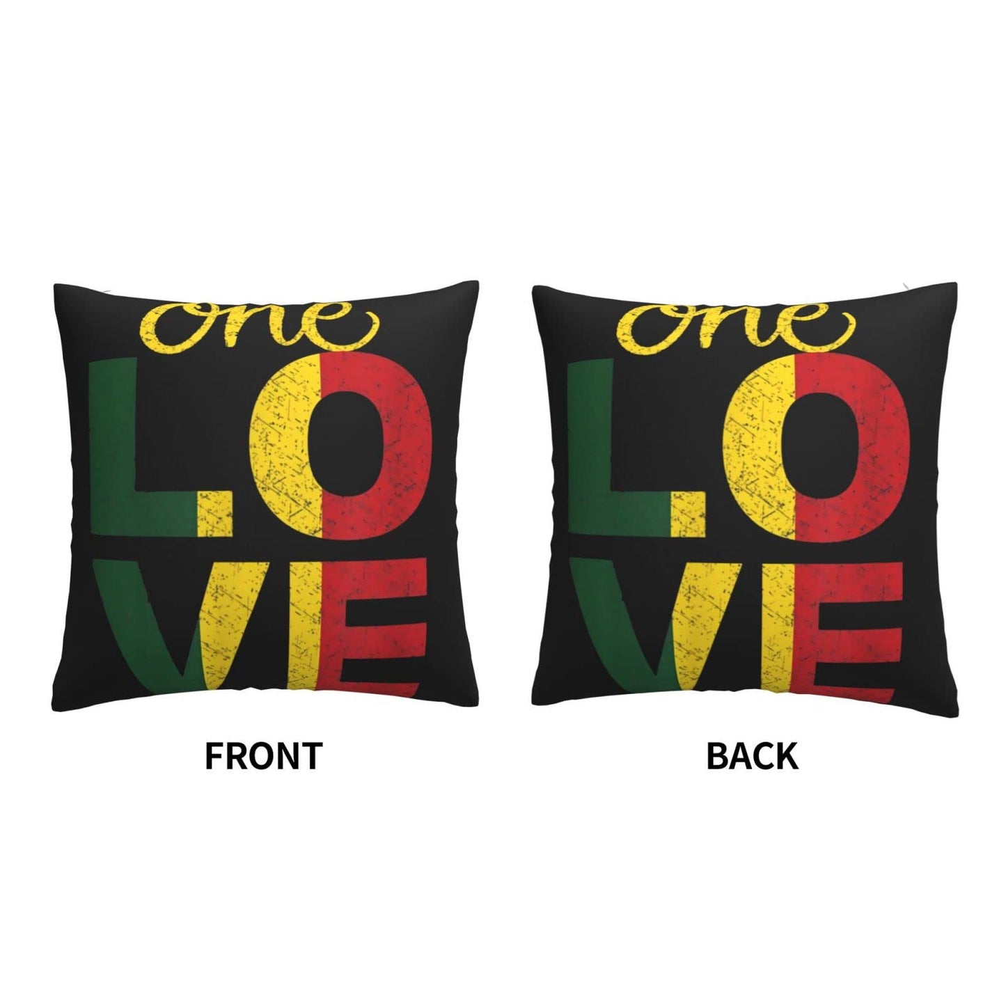 Niqqzit One Love Jamaican Rasta Reggae Pillow Cover Decorative Throw Pillow Covers, Soft Pillowcase 18x18 Inch Square Cushion Case for Couch Sofa Chair Bed Bedroom Car Living Room Home Decor Niqqzit