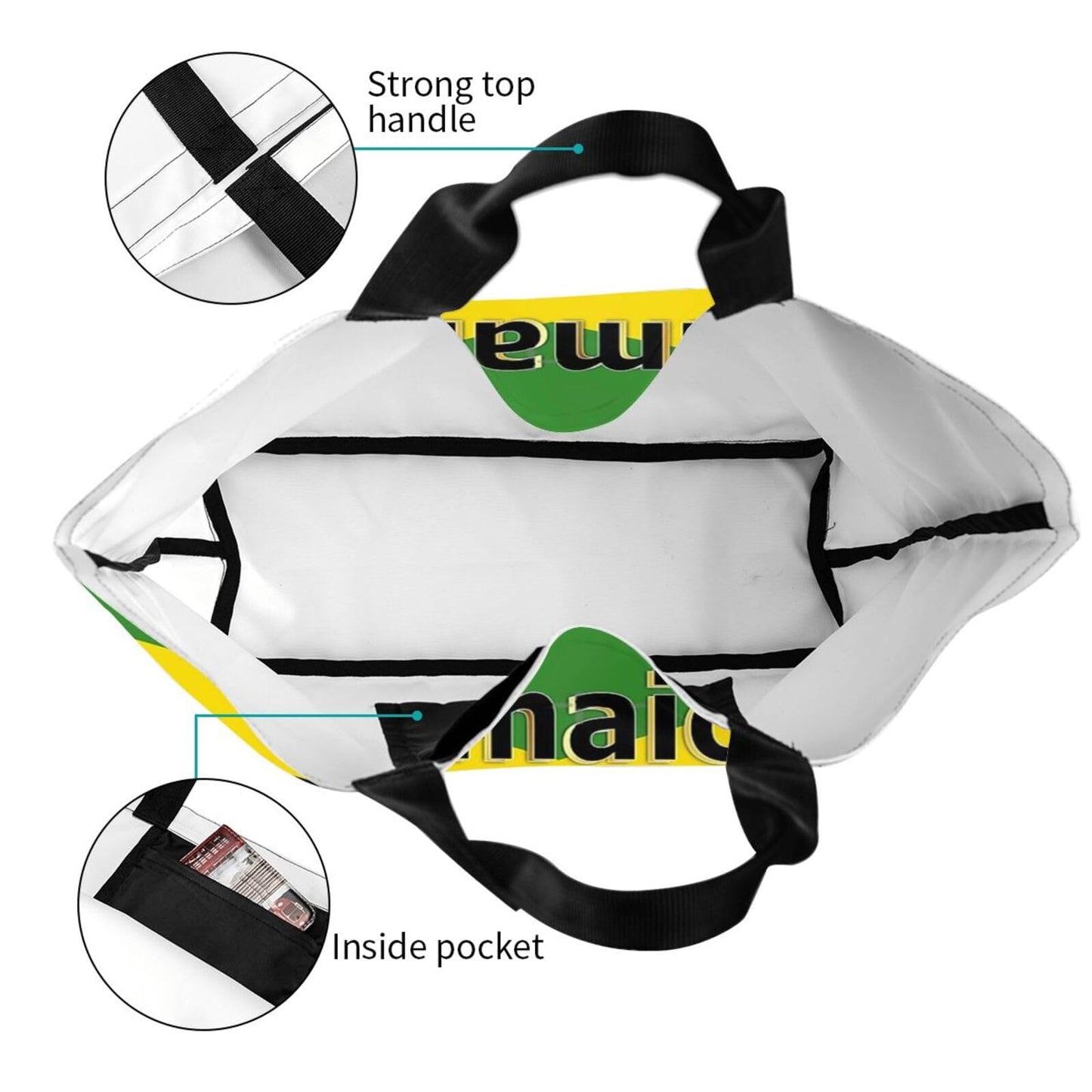 ROSIHODE Cute Jamaica Flag Women Tote Bag Large Shoulder Bags Casual Handbags Reusable Jamaican Shopping Grocery Bag ROSIHODE
