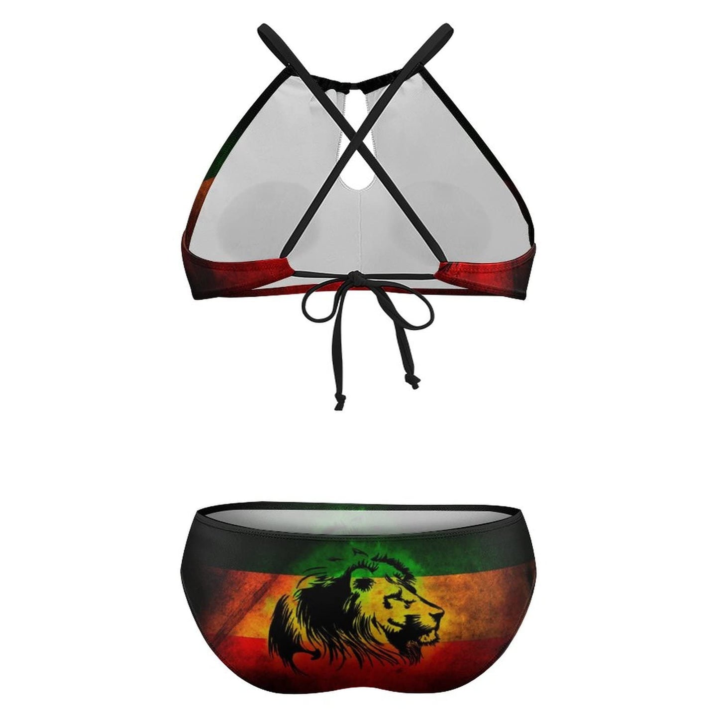 GJdd_diy Dry Jamaican Lion Flag Women Plus Size High Waisted Bikini 2 Piece Sexy Bathing Suits-X-Large GJdd_diy