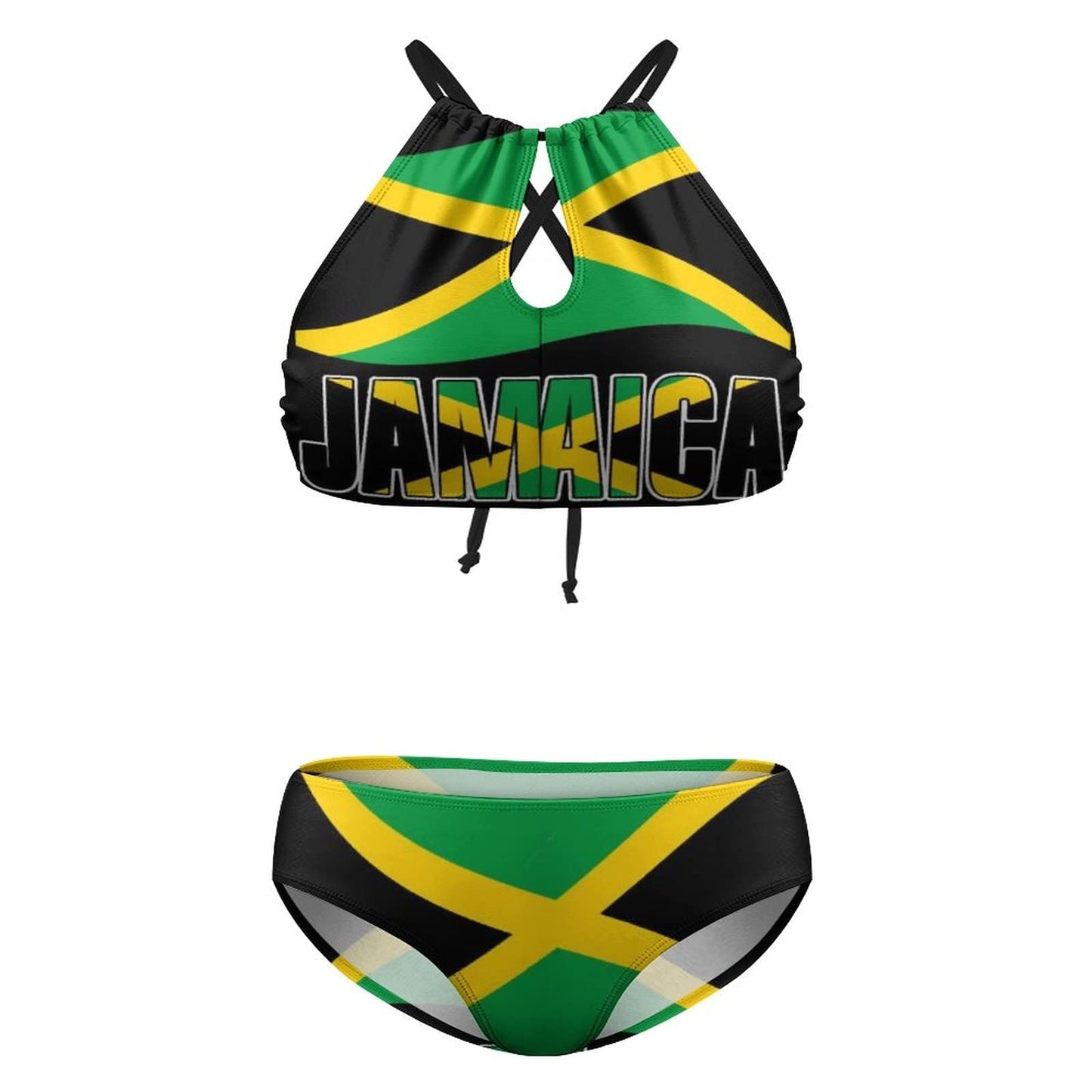 Tailbox Jamaican Lion Flag Two Piece Jamaica Swimsuits Plus Size for Women Swimwear Slimming Bathing Suits Beachwear 3XL Tailbox