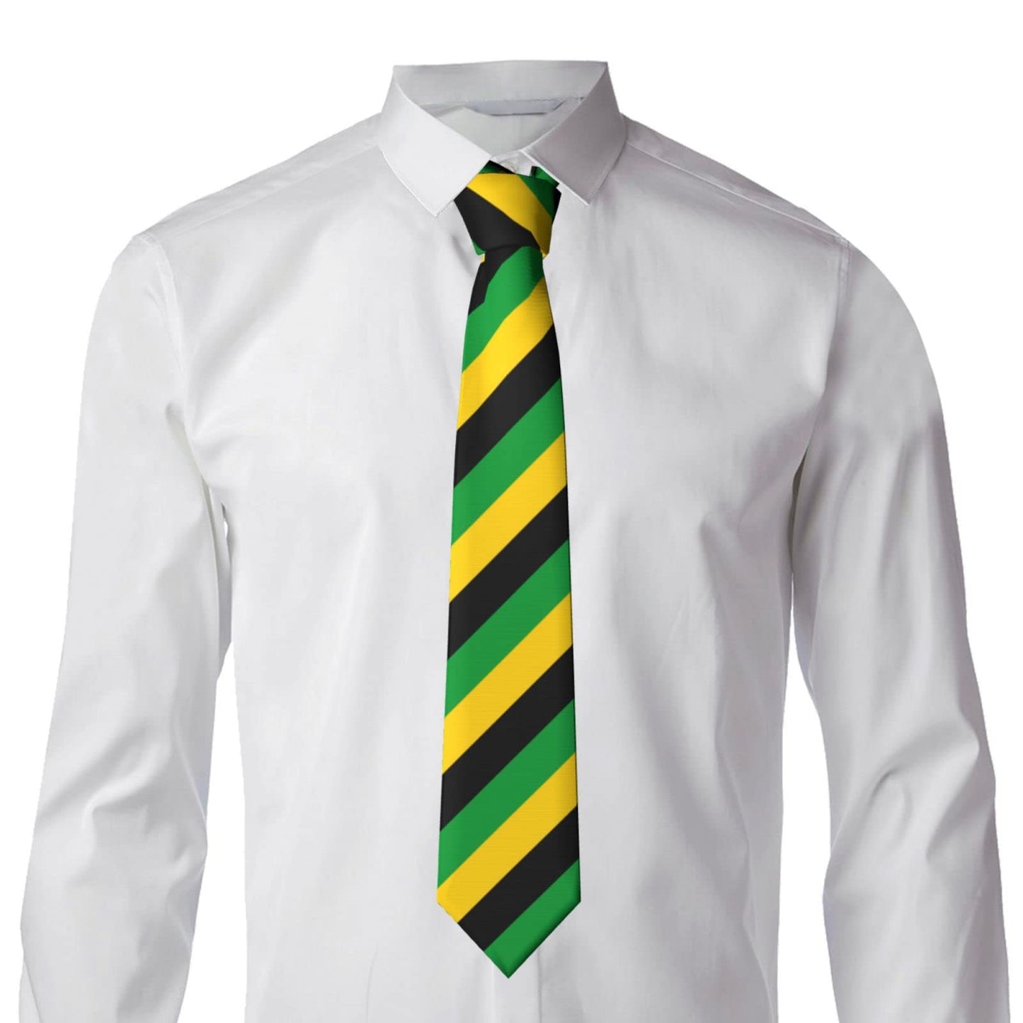 DABOYOZHZH Jamaica Flag Jamaicans Striped Necktie Men'S Neck Ties Mens Party Business Neckties Soft Skil Tie DABOYOZHZH