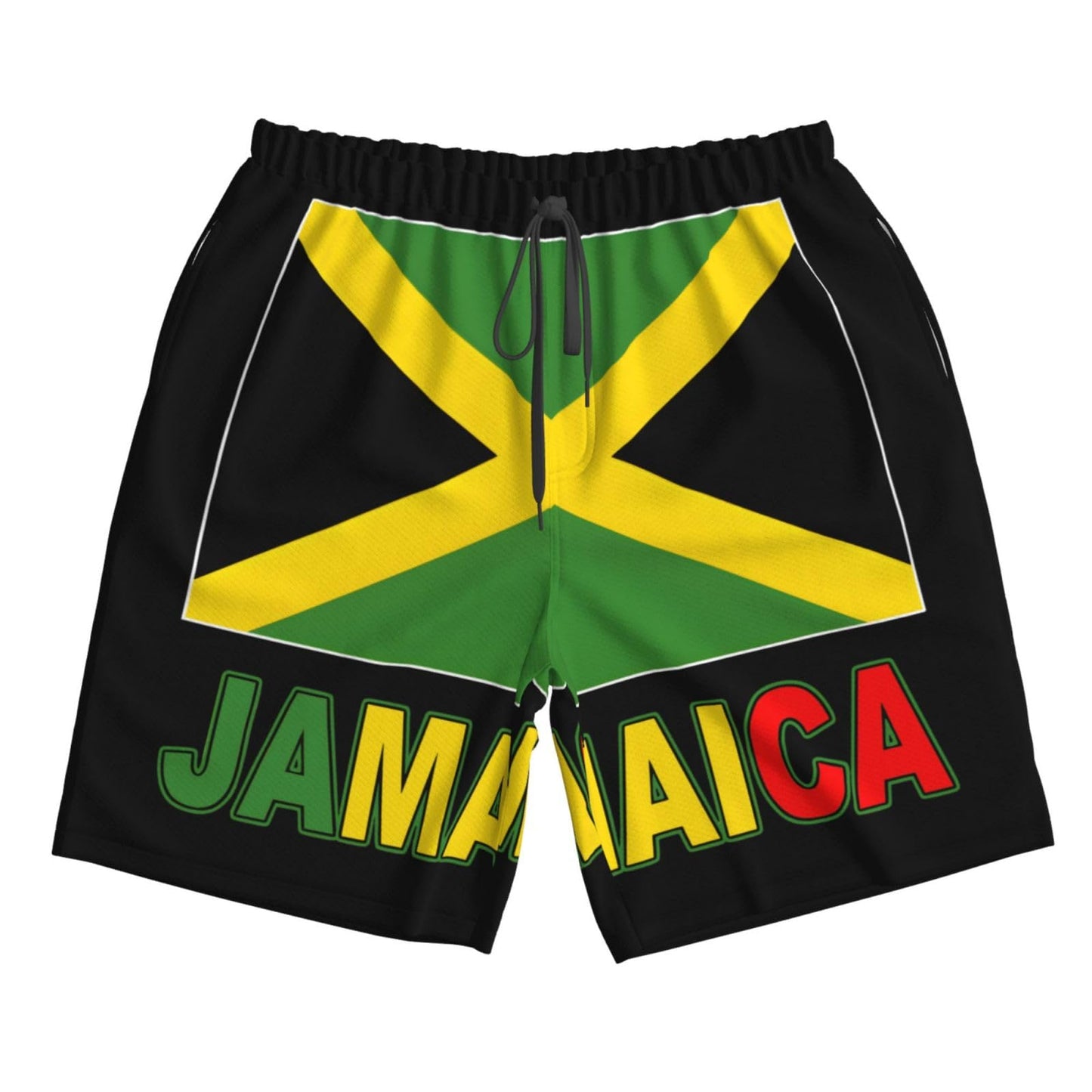 KAMQUERENCE Jamaica Flag Men's Swim Trunk Bathing Suit Hawaiian Swimsuits Mesh Lining Beach Shorts with Pockets Large KAMQUERENCE