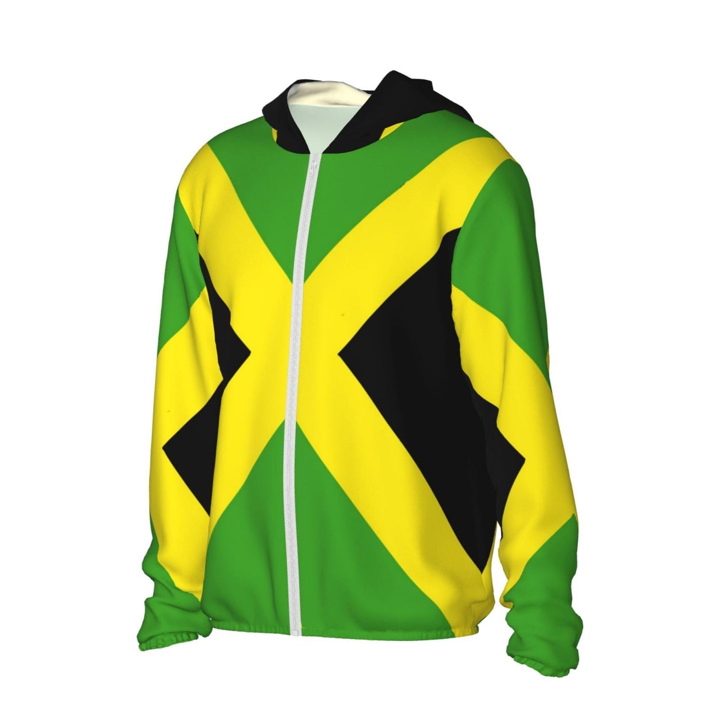 GJdd_diy Jamaican Flag Jamaica Unisex Full Zip-Up Sun Protection Hoodie Long Sleeve Jacket Pocket Outdoor Travel Beach -Large GJdd_diy