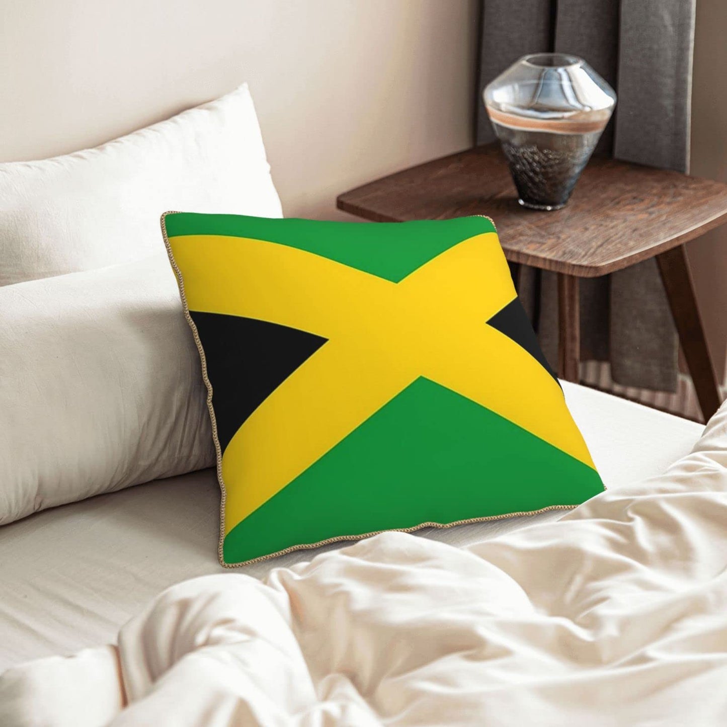ASYG Jamaica Flag Decorative Throw Pillow Covers 18"x18" inch Jamaican Flag Cushion Cover Square Throw Pillow Case for Living Room Sofa Couch ASYG