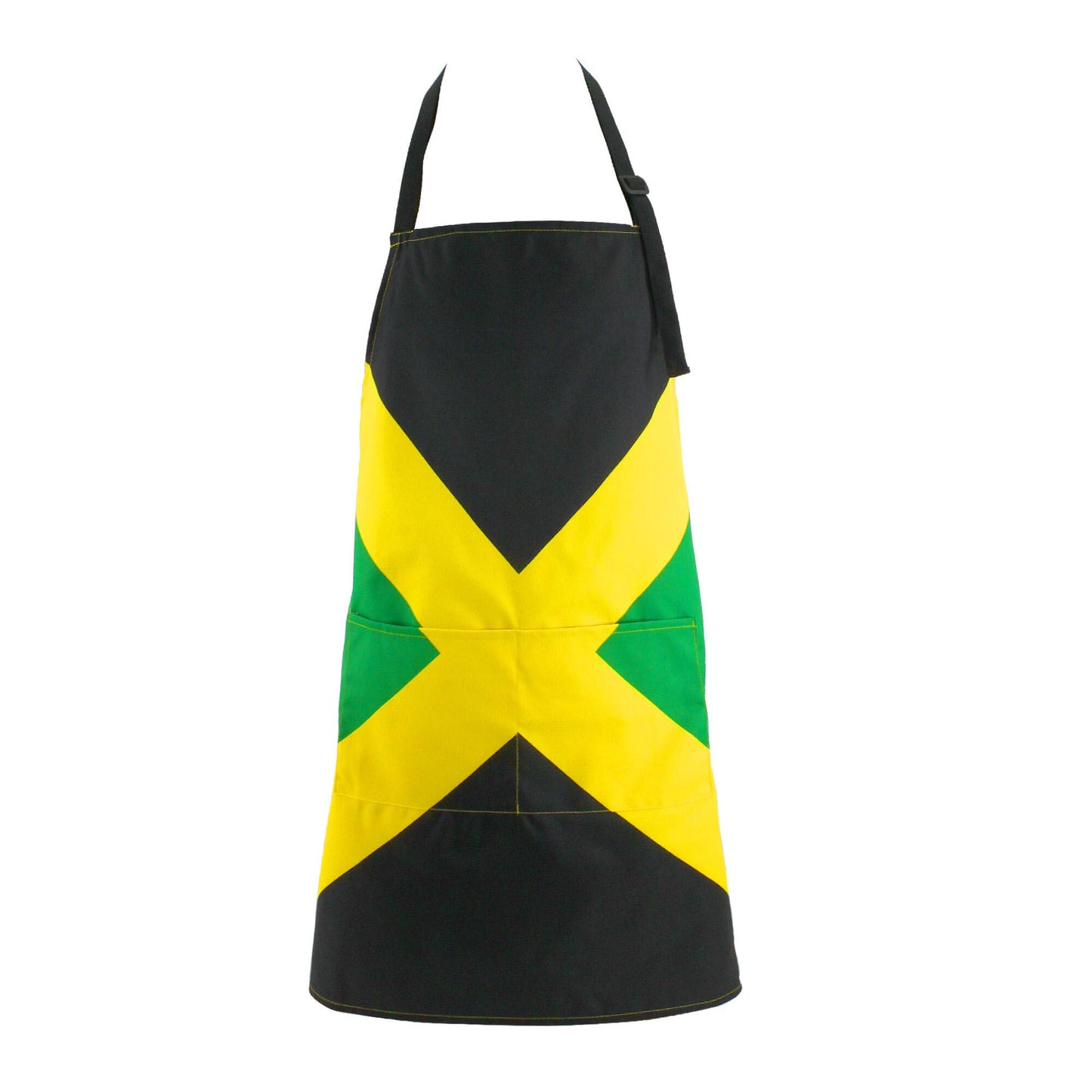 VOARYISA Kitchen Apron Waterdrop Cotton with Adjustable for Man and Women with Pockets Cooking Garden Jamaican Reggae(JA-BK) VOARYISA