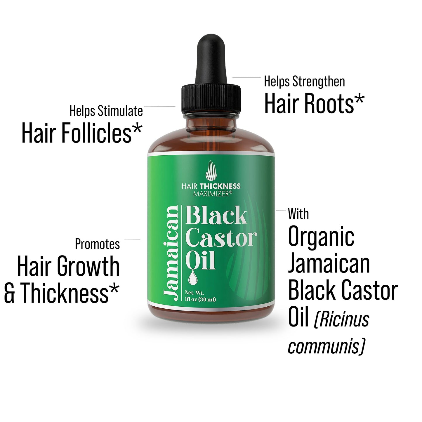Jamaican Black Castor Oil For Hair Growth. Vegan Scalp Treatment For Women, Men with Dry, Frizzy, Weak Hair, Hair Loss 1oz Hair Thickness Maximizer