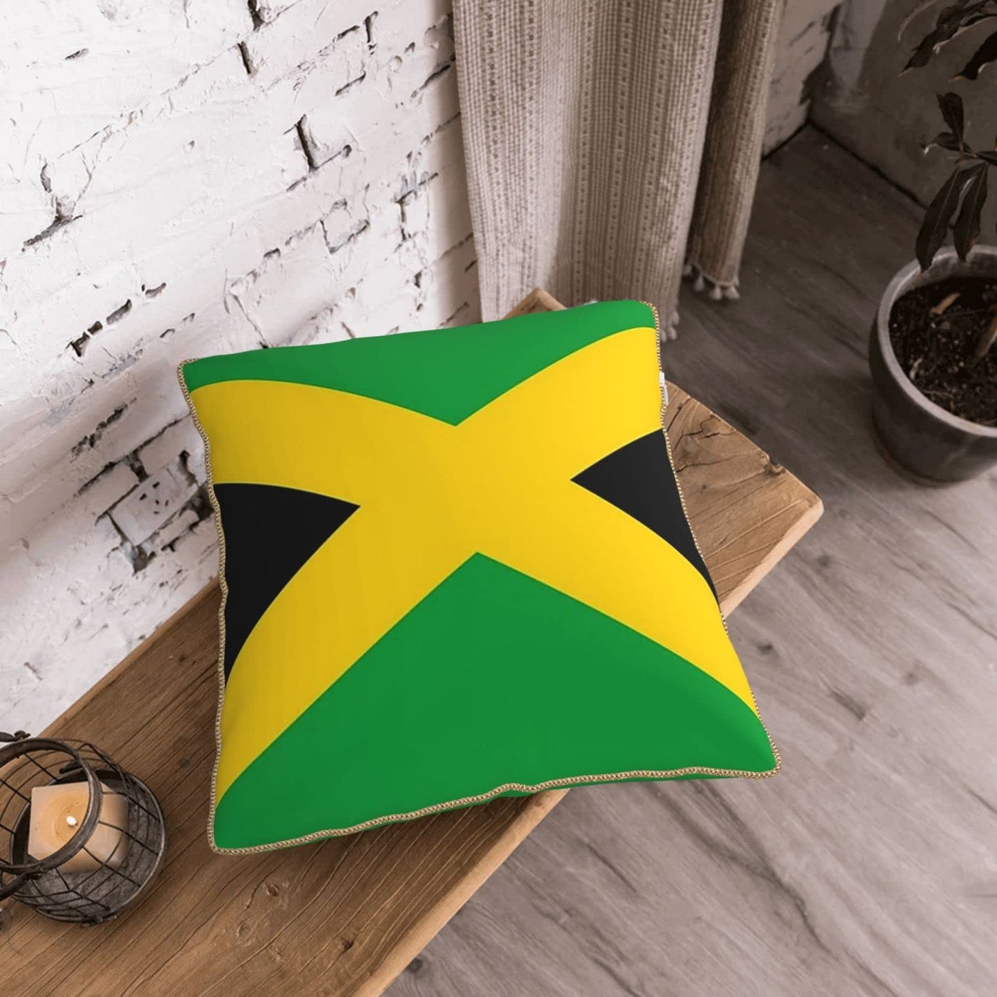ASYG Jamaica Flag Decorative Throw Pillow Covers 18"x18" inch Jamaican Flag Cushion Cover Square Throw Pillow Case for Living Room Sofa Couch ASYG