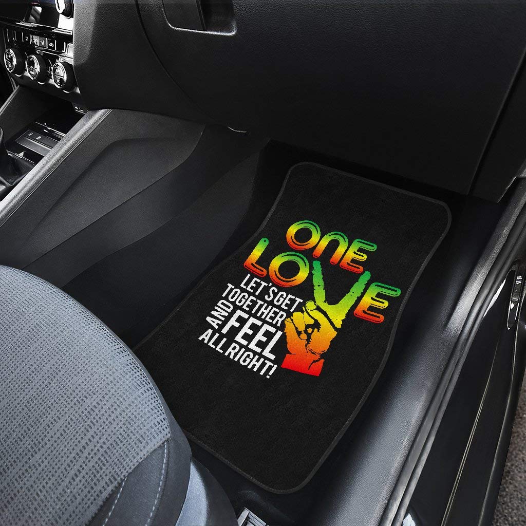 CHICKYSHIRT Jamaica One Love Reggae Rasta Caribbean Music Pride Flag, Customized Car Floor Mat, Universal Fit Auto Floor Mat Set of 4, Fit Most Vehicle, Cars, Sedan, Truck, SUV (Style 1) CHICKYSHIRT