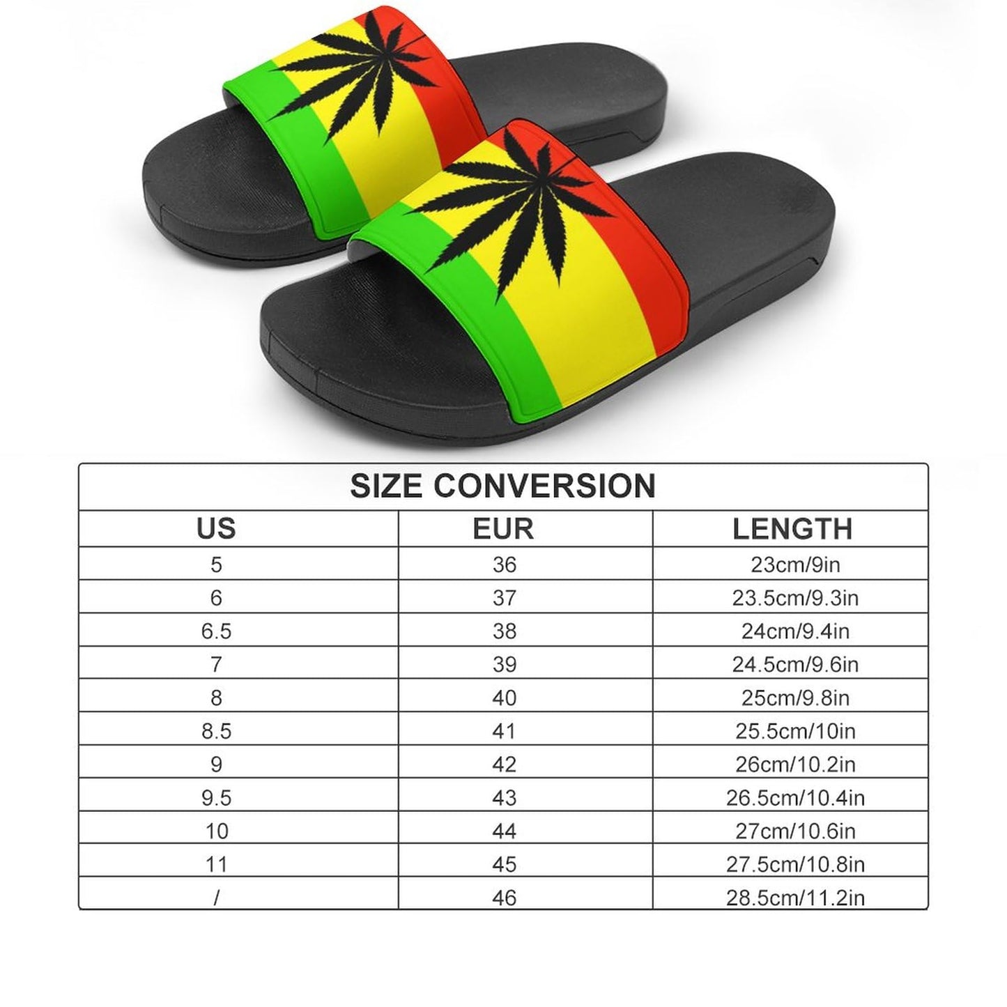 LYAHVGU Rasta Flag Marijuana Leaf Pattern PVC Home Slippers Non-Slip Shower Sandals Summer Indoor Outdoor Beach for Men And Women Black-style 8 LYAHVGU