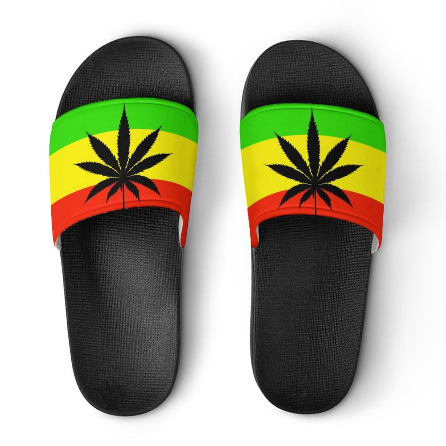LYAHVGU Rasta Flag Marijuana Leaf Pattern PVC Home Slippers Non-Slip Shower Sandals Summer Indoor Outdoor Beach for Men And Women Black-style 8 LYAHVGU