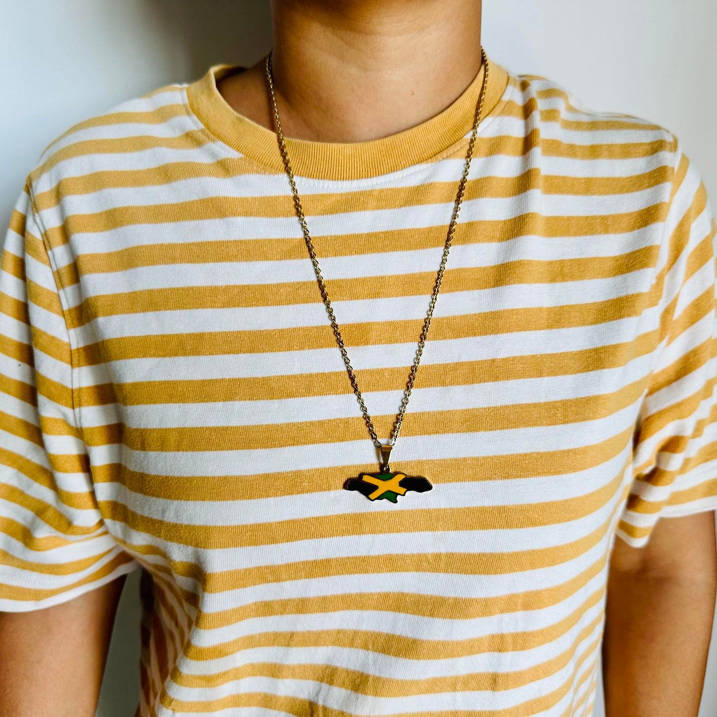 Pitmmord Fashion Jamaica Map Necklace Stainless Steel Jamaican Pendant Necklace(Gold) Pitmmord