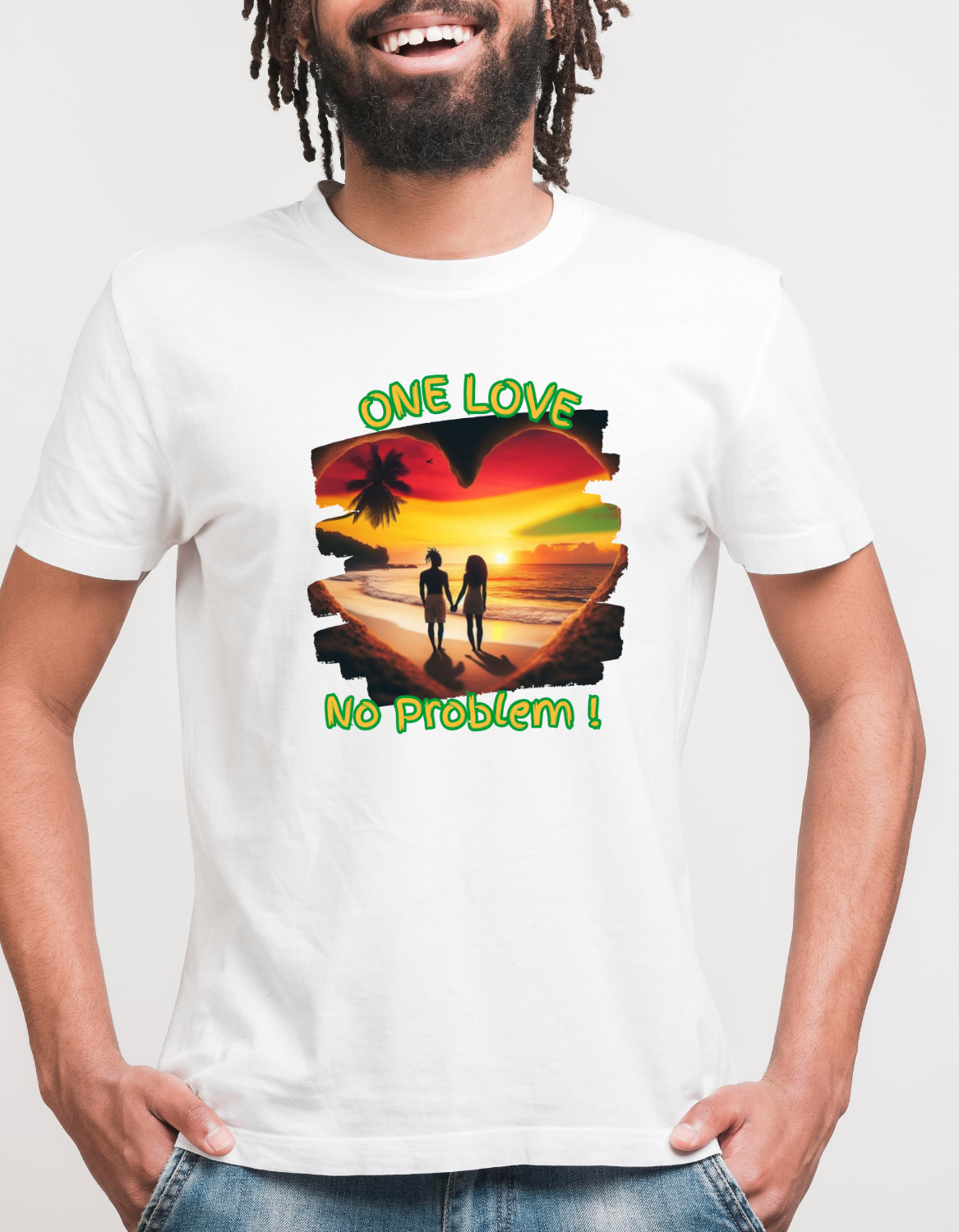 One Love Reggae Heart - Jamaican T-Shirt Design Imaging876