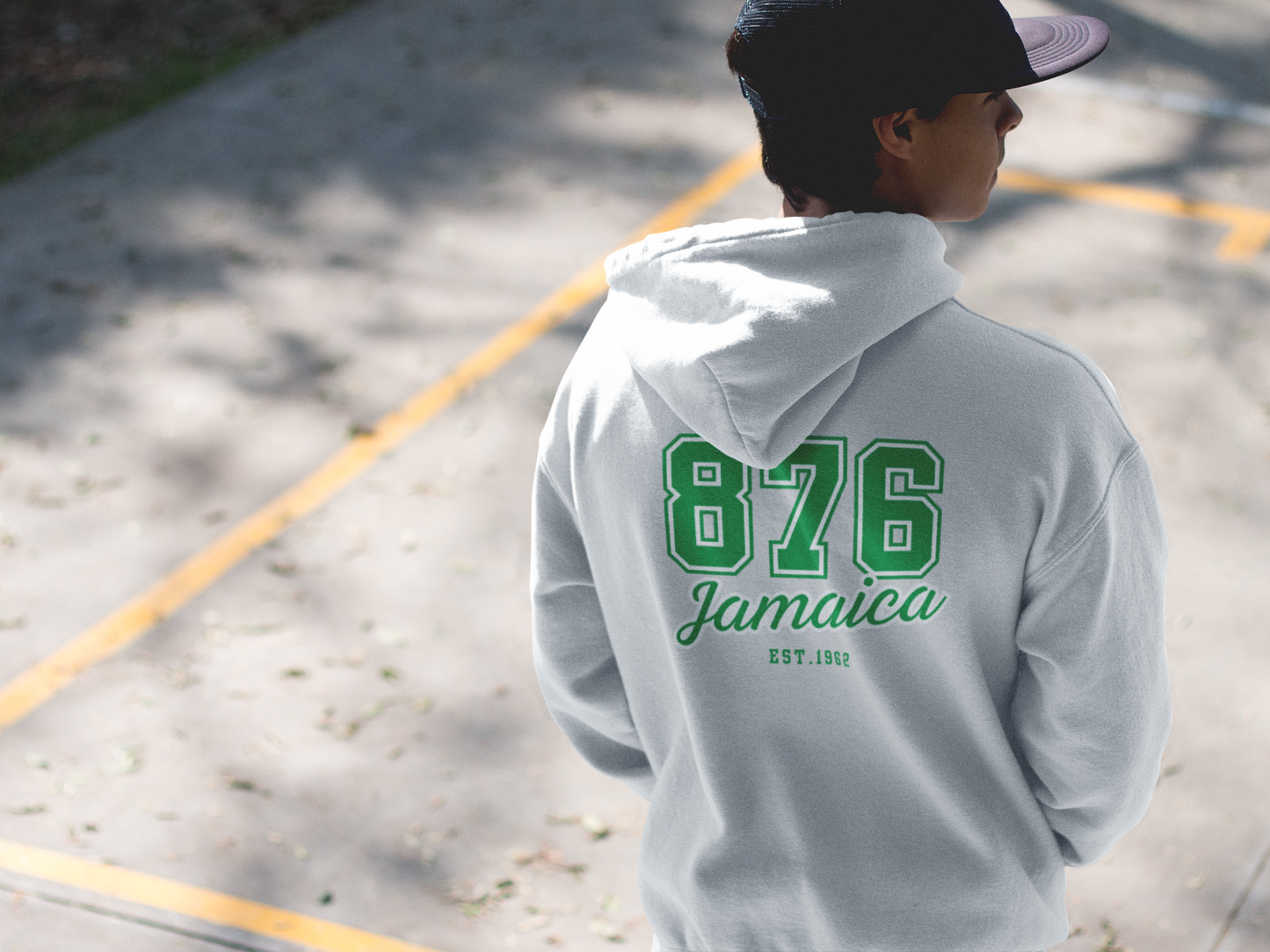 Team "876" Jamaican Themed Hooded Sweater(Hoodie) - Green Print Imaging876