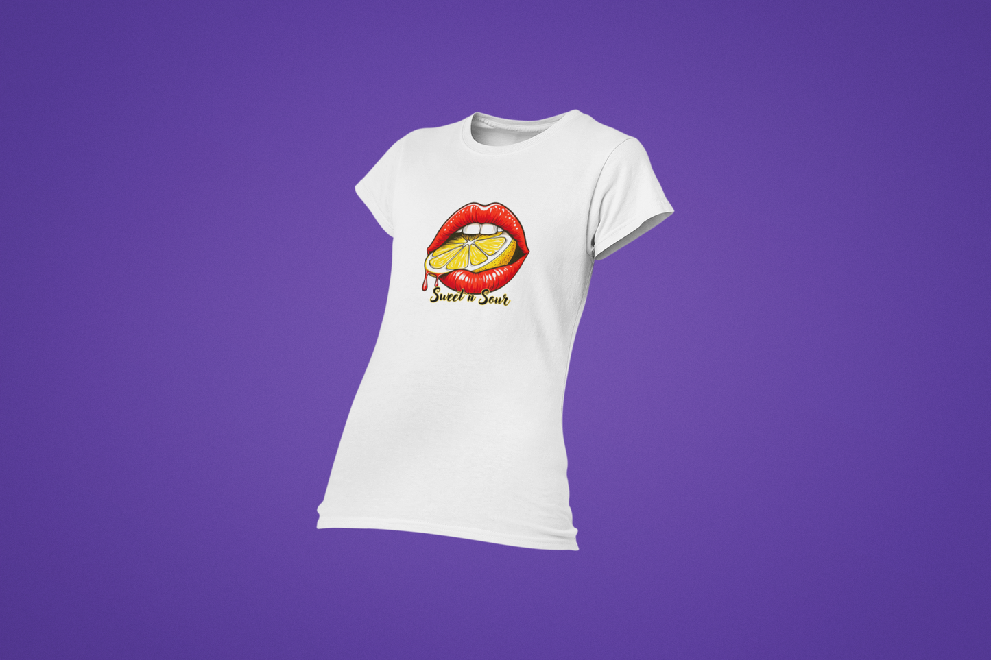 Sweet & Sour Red Lips Graphic Design Women's Tee Imaging876