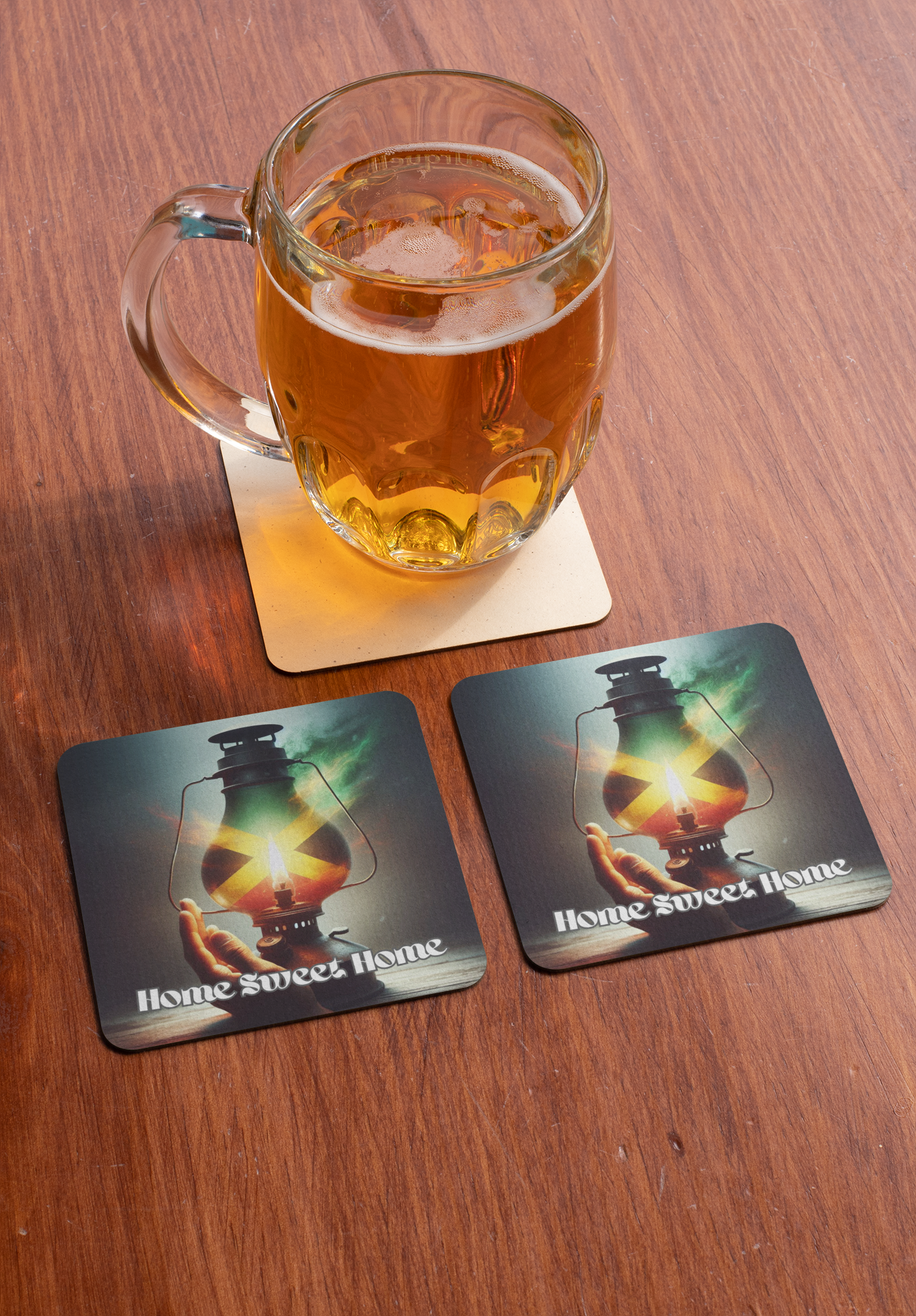 Jamaica Flag Home Sweet Home Lantern 6 Piece Coaster Set