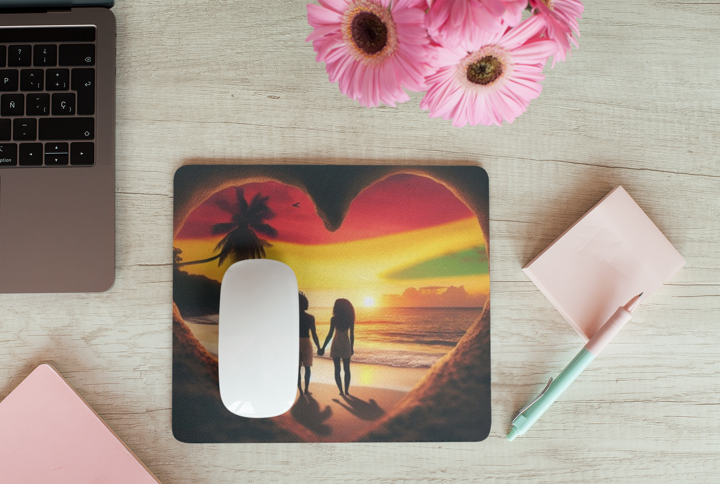 Jamaica Reggae Beach Heart Themed Mouse Pad - Vibrant, Waterproof, Non-Slip Mat for Computers & Laptops | Ideal for Men, Women & Kids