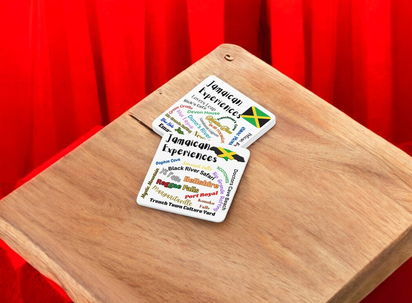 "Jamaican Experiences" Coaster Set – Must-Visit Jamaica Attractions, 6-Piece MDF with Cork Backing Imaging876