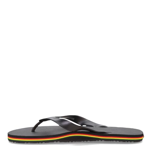 Scott Hawaii Men's Jawaiian Rasta Rubber Double Plug Strap Slipper | Beach Footwear | No-Slip Boat Sandal | Wider Footbed and No Arch Flip Flops Scott Hawaii