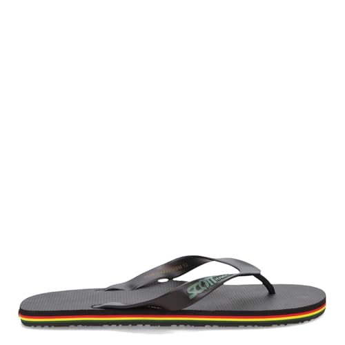 Scott Hawaii Men's Jawaiian Rasta Rubber Double Plug Strap Slipper | Beach Footwear | No-Slip Boat Sandal | Wider Footbed and No Arch Flip Flops Scott Hawaii