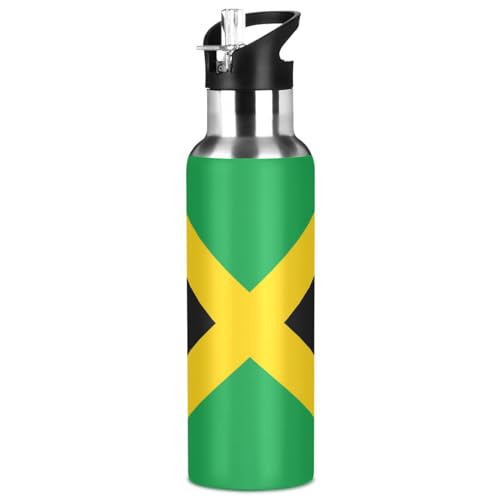 Boccsty Flag Of Jamaica Kids Sports Water Bottle Toddlers Insulated Bottles Men Women Mouth Bottle Thermos Travel Thermal Mug for School Daycare Camp 22oz Boccsty