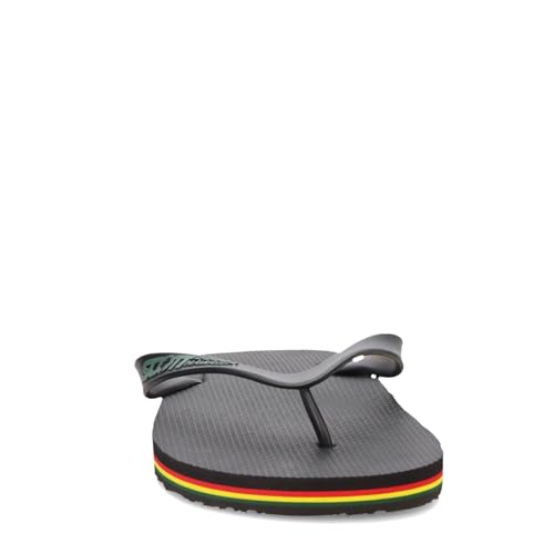 Scott Hawaii Men's Jawaiian Rasta Rubber Double Plug Strap Slipper | Beach Footwear | No-Slip Boat Sandal | Wider Footbed and No Arch Flip Flops Scott Hawaii