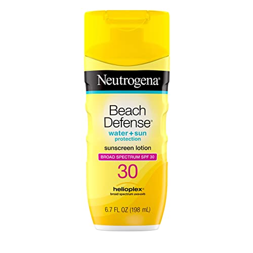 Neutrogena Beach Defense Water-Resistant Sunscreen Lotion with Broad Spectrum SPF 30, Oil-Free and PABA-Free Oxybenzone-Free Sunscreen Lotion, UVA/UVB Sun Protection, SPF 30, 6.7 fl. oz Neutrogena