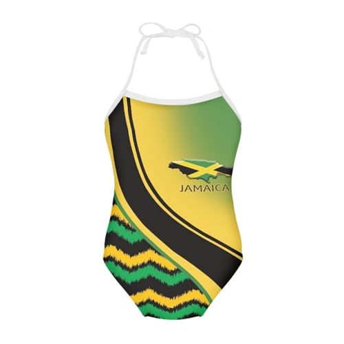 HUGS IDEA Jamaican Flag Print One Piece Swimsuit Infant Baby Kids Bathing Suit Pink Little Girls Monokini Beachwear HUGS IDEA