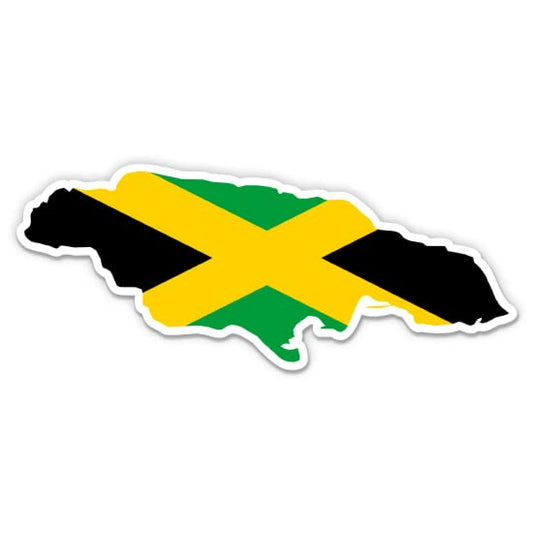 Jamaica Flag Jamaican Country Shape - 3" Vinyl Sticker - for Car Laptop Water Bottle Phone - Waterproof Decal GT Graphics Express