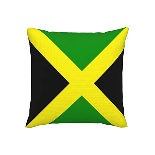 ZGXJJPP Jamaican Flag Throw Pillow Covers Linen Square Pillow Covers for Couch Sofa 18"X18" ZGXJJPP