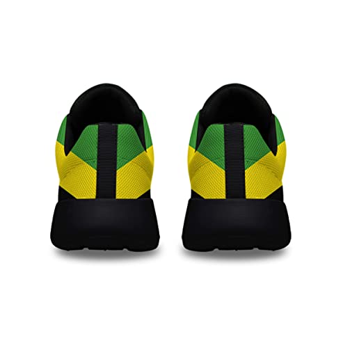 Jamaican Flag Shoes Unisex Adult Running Shoes Breathable Casual Sport Tennis Sneakers Gifts for Women Men Black Size 7 Sonzj-II