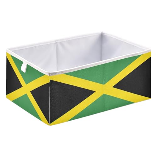 Ruhho Jamaican Flag Foldable Storage Cubes Baskets with Handles, Fabric Storage Bins, Clothes Toys Storage Box for Nursery Closet Shelves Organizer Ruhho