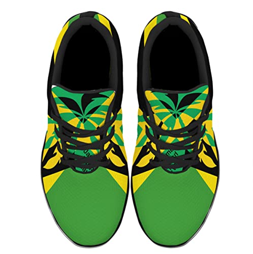 Jamaican Flag Shoes Unisex Adult Running Shoes Breathable Casual Sport Tennis Sneakers Gifts for Women Men Black Size 7 Sonzj-II