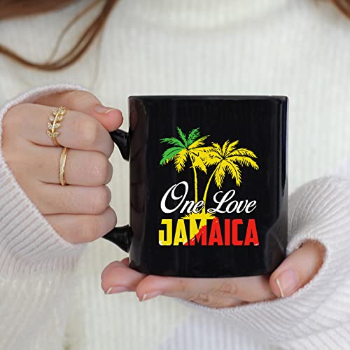 LINDENPAL One Love Jamaica Jamaican Flag 11 Oz Novelty Mug Cup, Gift Idea For Men, Women, Boy, Girl, Coffee Mug For Birthday, Christmas LINDENPAL