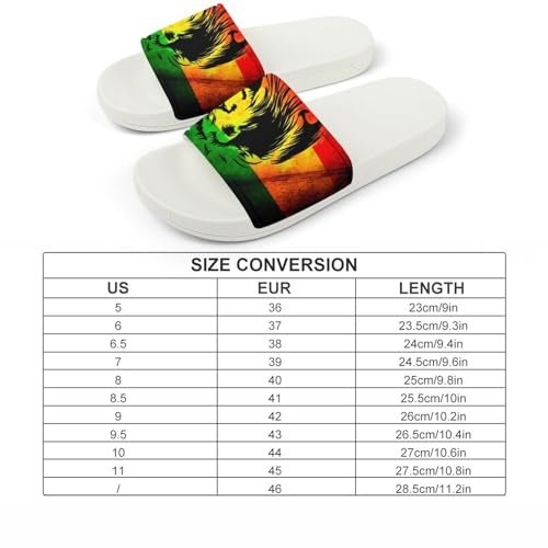 LYAHVGU Jamaican Lion Flag Pattern PVC Home Slippers Non-Slip Shower Sandals Summer Indoor Outdoor Beach for Men And Women White-style 8.5 LYAHVGU