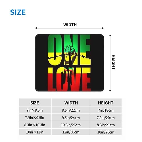 Reggae Music Rasta One Love Mouse Pad, Computer Decoration for Gamers, Suitable for Gaming, Work, Office, Rubber Non-Slip Mouse Pad Burloe